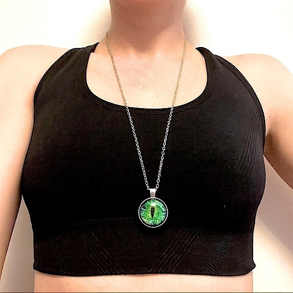 Cat Eye Glass Drop Style Jewelry Necklace - Picture 1 of 5